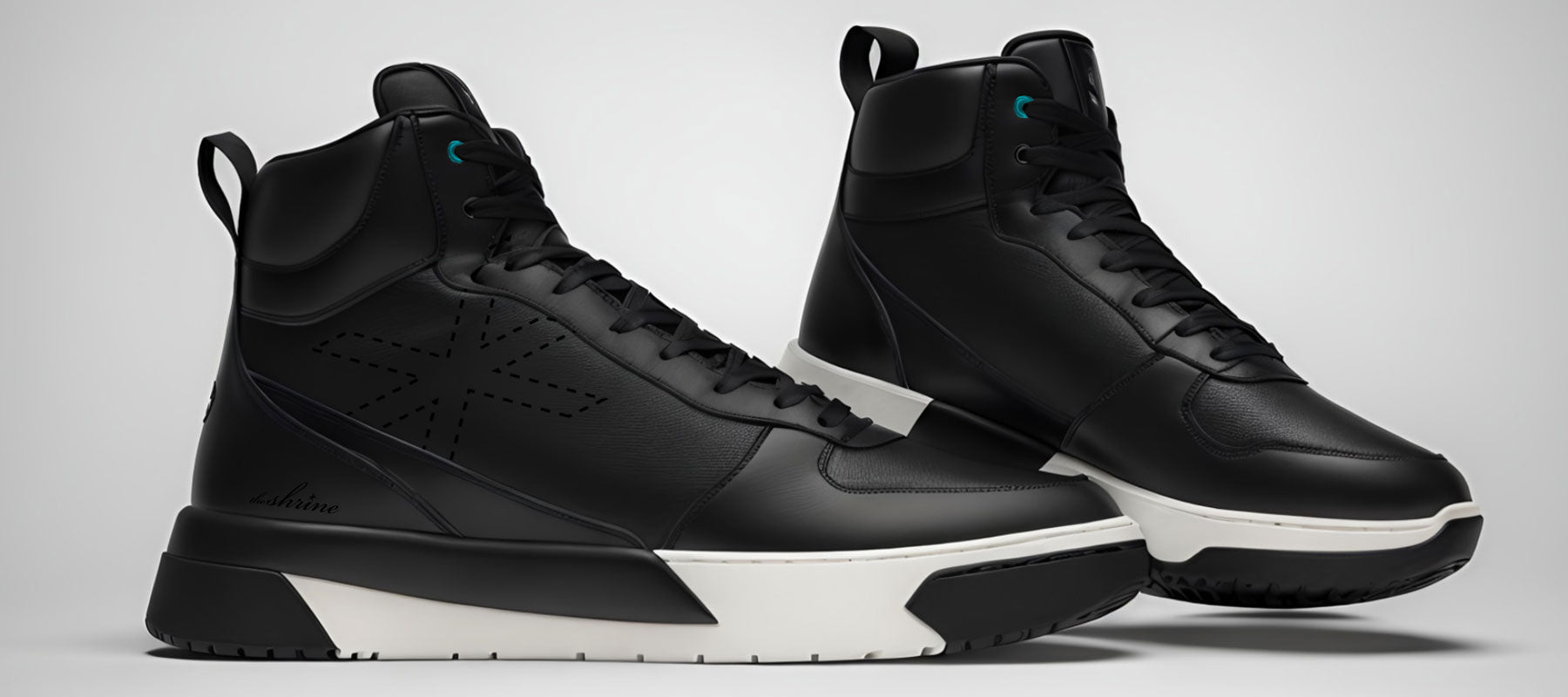 The Shrine Co drops its first sneaker! Black Leather Hi Top