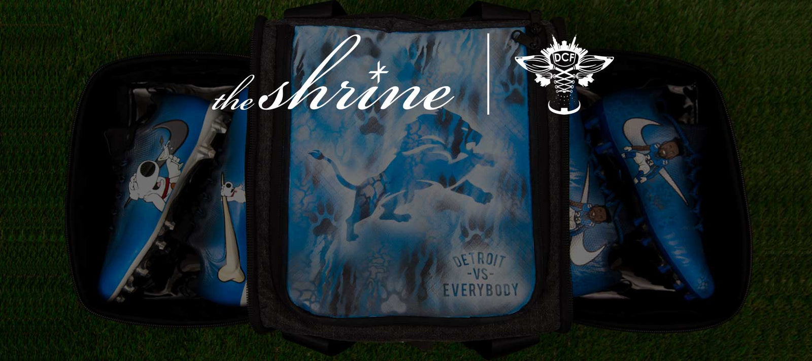 DeJesus Custom Footwear creates Detroit Lion's cleat/bag set